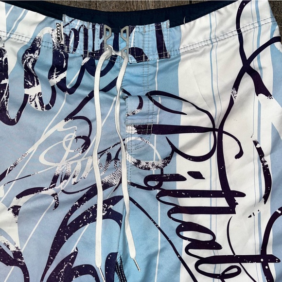 Vintage Y2K Billabong Board Shorts Mens 36 Swim Surf Blue White Embroidered Logo - Picture 2 of 9